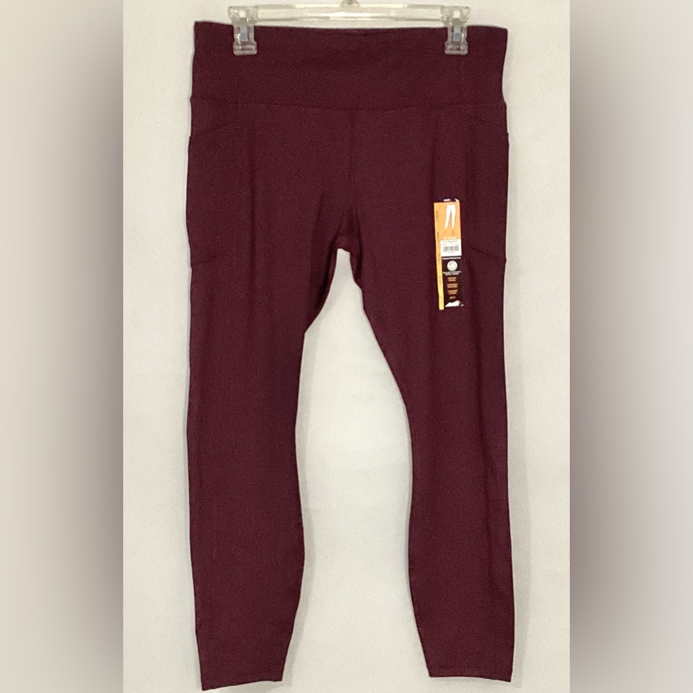 AVIA Maroon Leggings with Side Pockets Size Large